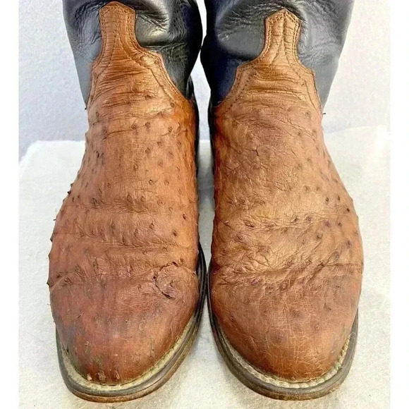 Lucchese 1883 Full Quill Ostrich Western Chocolate Peanut Brittle Boots 9D - Picture 12 of 15